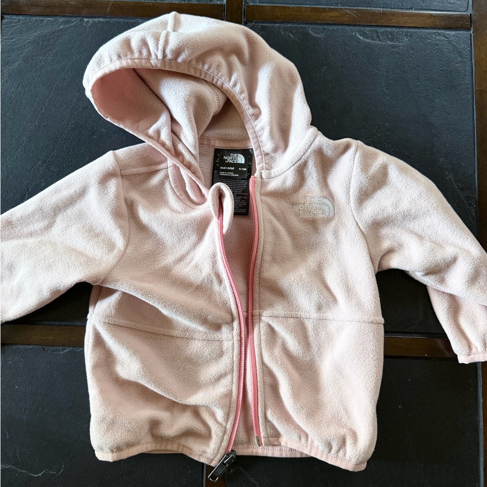 North Face Pink Hooded Fleece Jacket